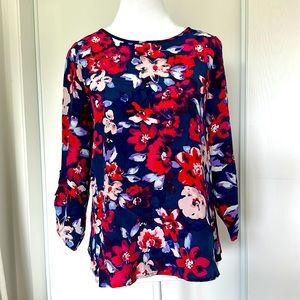 Yumi Kim navy, pink & blush silk 🌸🌺floral top with open back - XS